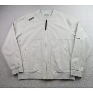 Legends Jacket‎ Mens Large White Nylon Spandex Bomber Zip Pockets Lightweight